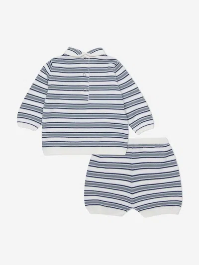 Marni Baby Striped Short Set In Blue