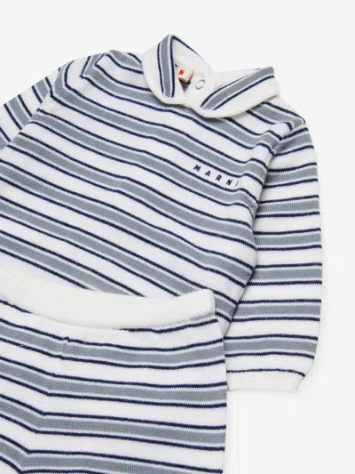 Marni Baby Striped Short Set In Blue