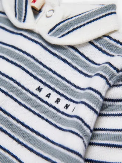 Marni Baby Striped Short Set In Blue
