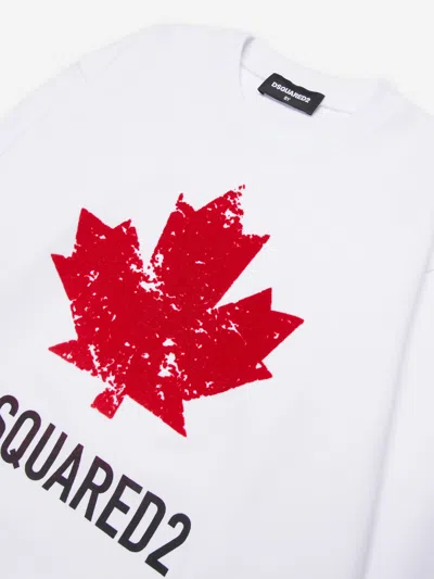 Dsquared2 Kids Maple Leaf Logo Sweatshirt In White