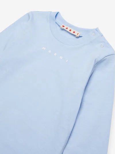 Marni Baby Long Sleeve Logo T-shirt In Blue