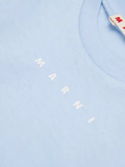 Marni Baby Long Sleeve Logo T-shirt In Blue