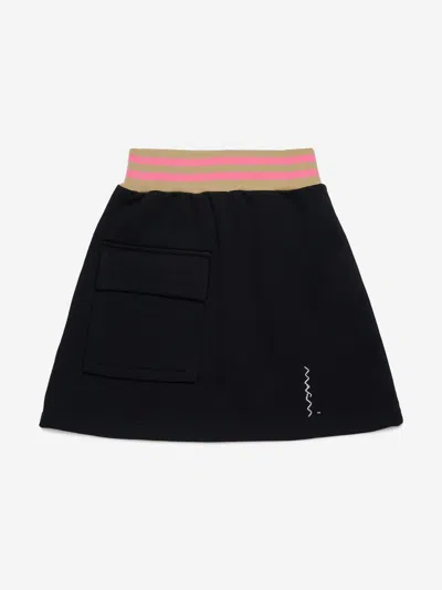 Marni Kids' Fleece Short Skirt With Elastic Stripes In Black