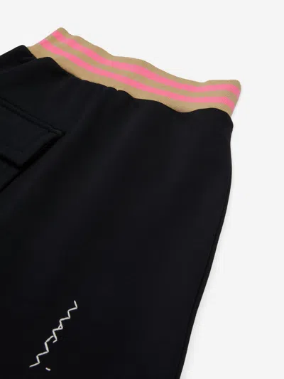 Marni Kids' Fleece Short Skirt With Elastic Stripes In Black
