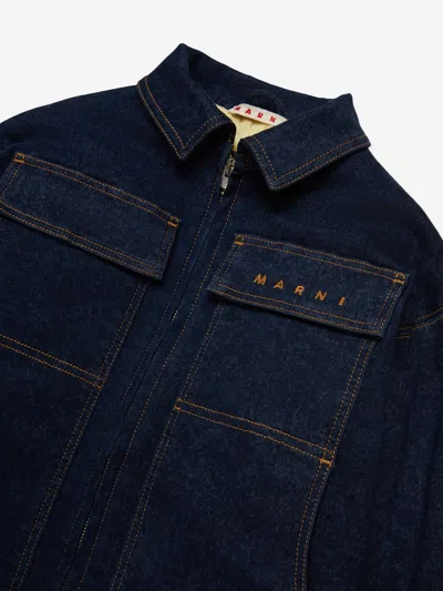 Marni Kids Denim Zip Up Jacket In Blue