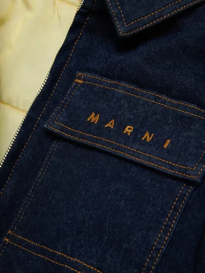 Marni Kids Denim Zip Up Jacket In Blue