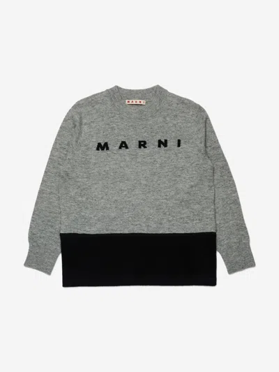 Marni Kids Wool Logo Jumper In Gray