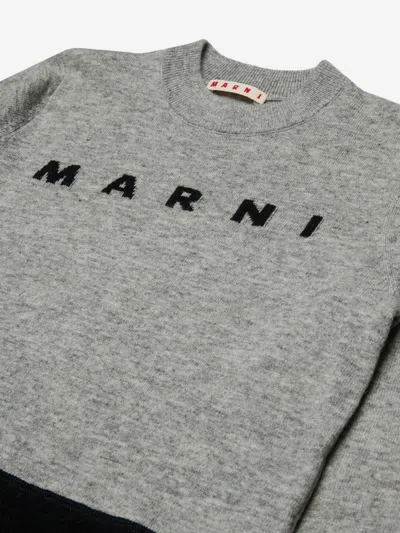 Marni Kids Wool Logo Jumper In Gray