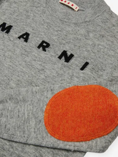 Marni Kids Wool Logo Jumper In Gray