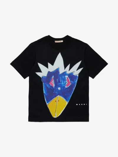 Marni Kids Graphic Print T-shirt In Black