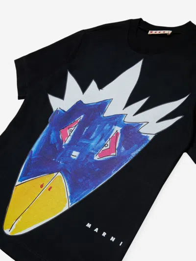 Marni Kids Graphic Print T-shirt In Black