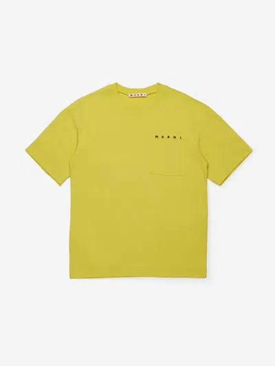 Marni Kids Pocket Logo T-shirt In Yellow