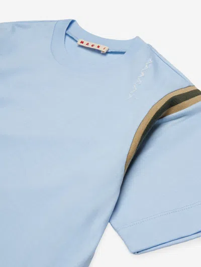 Marni Kids Logo T-shirt In Blue