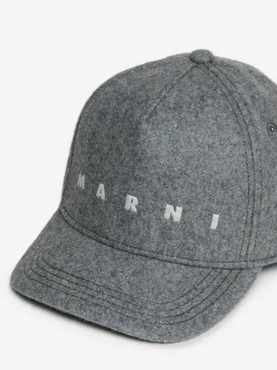 Marni Kids Logo Cap In Gray