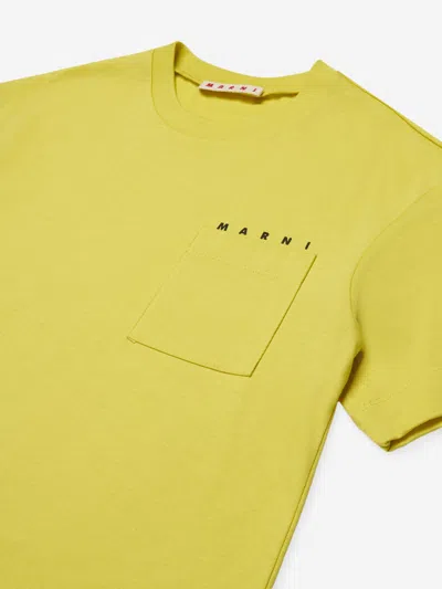 Marni Kids Pocket Logo T-shirt In Yellow