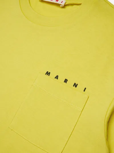 Marni Kids Pocket Logo T-shirt In Yellow