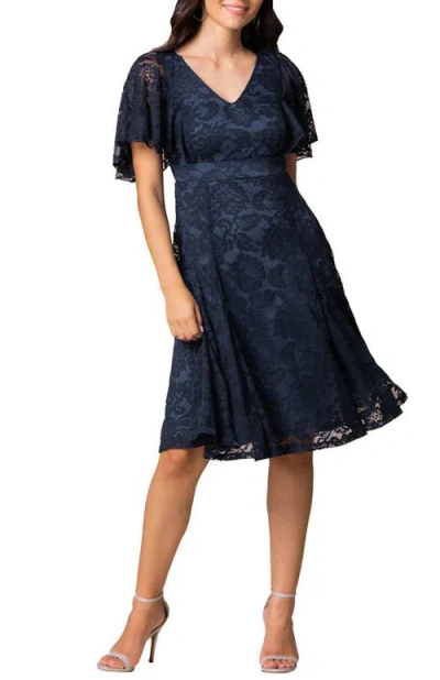 Kiyonna Camille Lace Midi Cocktail Dress In Twilight Blue | ModeSens