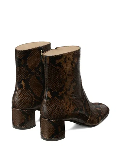 Stuart Weitzman Maeve Snake-printed Leather Booties In Brown