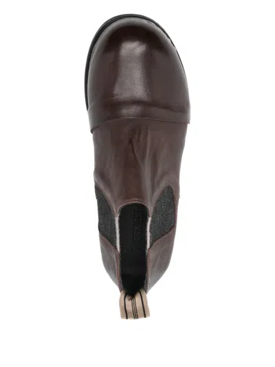 Ziggy Chen Pull-tab Panelled Boots In Brown