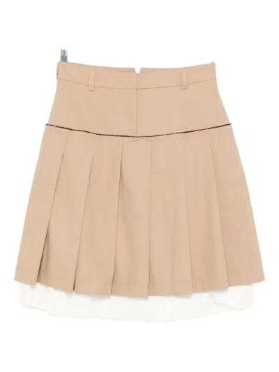 Gimaguas Layered Pleated Mini Skirt In Neutral