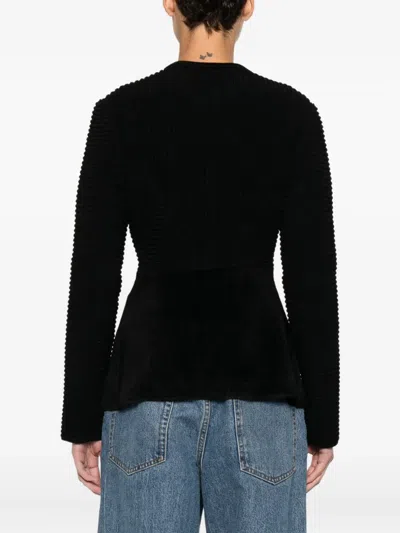 Emporio Armani Buttoned Crewneck Jacket In Black