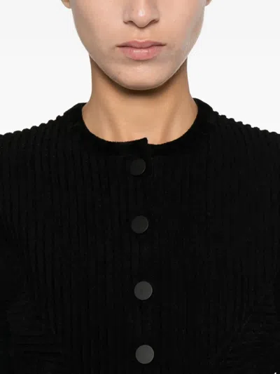 Emporio Armani Buttoned Crewneck Jacket In Black