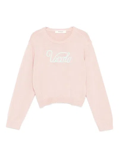 Vicolo Logo-detail Crew-neck Sweater In Pink