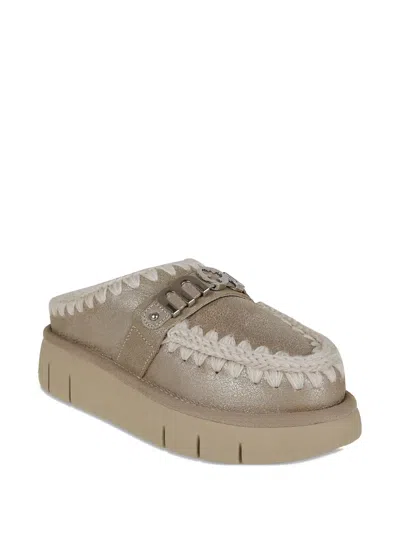 Mou Bounce Clog In Laminated Sheepskin Stone Color In Multi