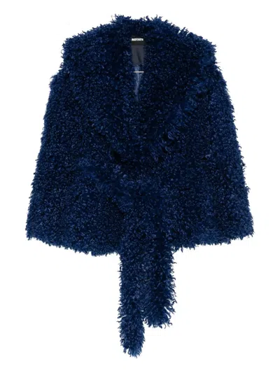 Rotate Birger Christensen Faux-fur Belted Jacket In Blue