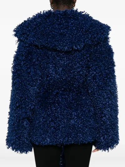 Rotate Birger Christensen Faux-fur Belted Jacket In Blue