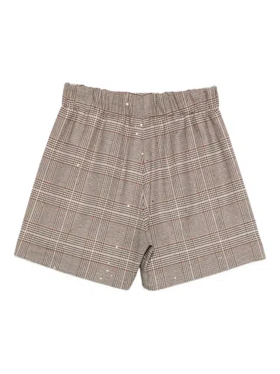 Vicolo Plaid Drawstring-waist Shorts In Neutral