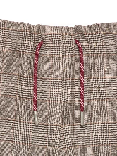 Vicolo Plaid Drawstring-waist Shorts In Neutral