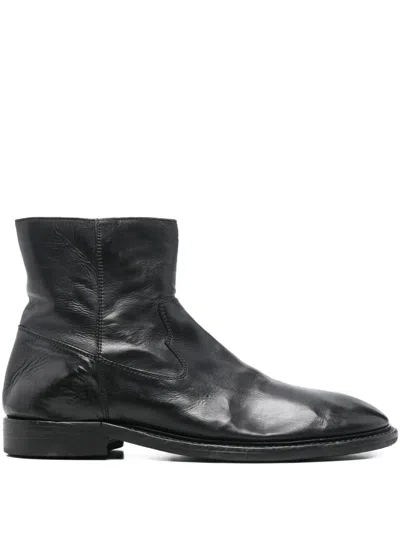 Moma Leather Ankle Boots In Black