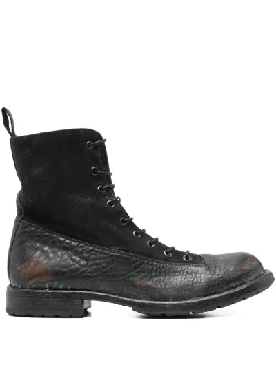 Moma Leather Biker Boots In Black