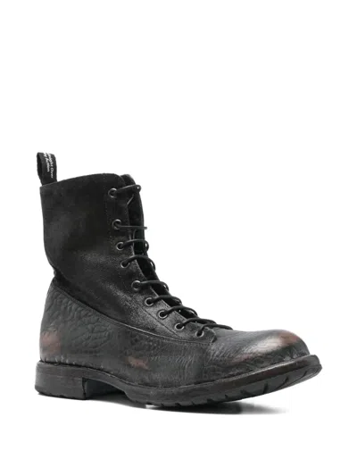 Moma Leather Biker Boots In Black