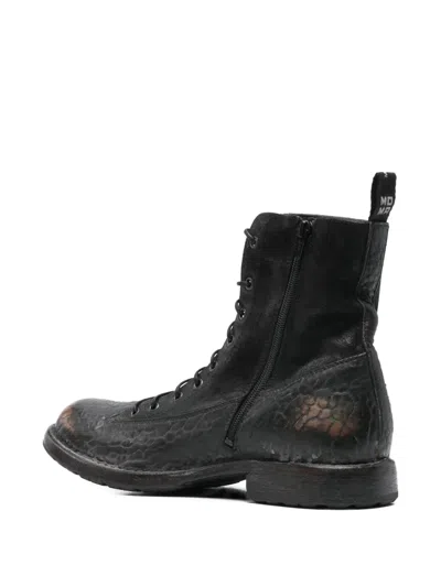 Moma Leather Biker Boots In Black