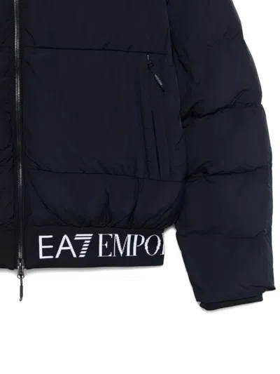 Ea7 Hooded Padded Jacket In Blue