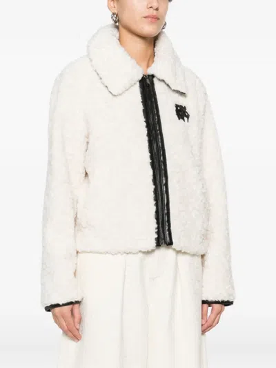 Dkny Logo-patch Zip-up Jacket In White