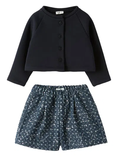 Il Gufo Sequin-embellished Shorts Set In Blue