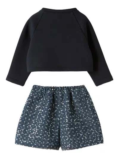 Il Gufo Sequin-embellished Shorts Set In Blue