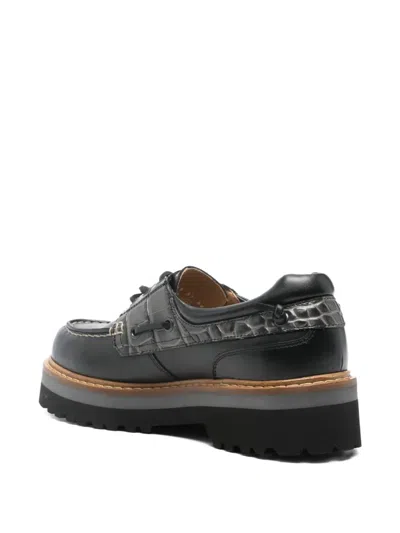 Woolrich Leather Crocodile-effect Shoes In Black