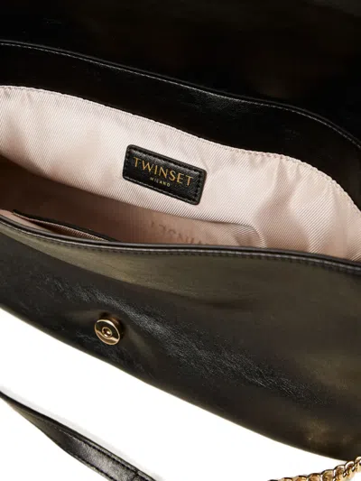 Twinset Structured Black Minimalist Bag With Timeless Appeal In Black