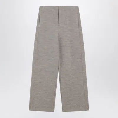 Max Mara Beige Wool-cotton Blend Trousers In Gray