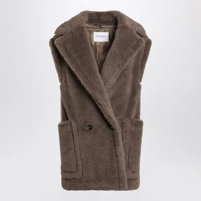 Max Mara Sleeveless Teddy Jacket In Alpaca And Wool In Brown