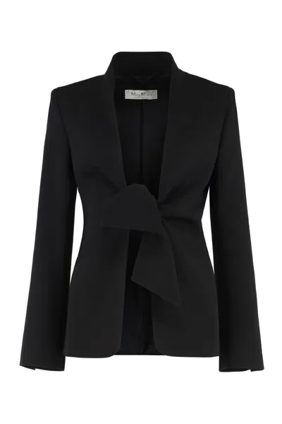 Max Mara Tailored Blazer With Bow Detail And Padded Shoulders In Black