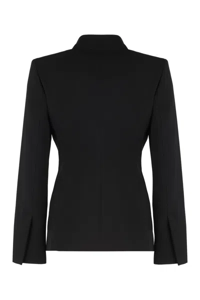 Max Mara Tailored Blazer With Bow Detail And Padded Shoulders In Black