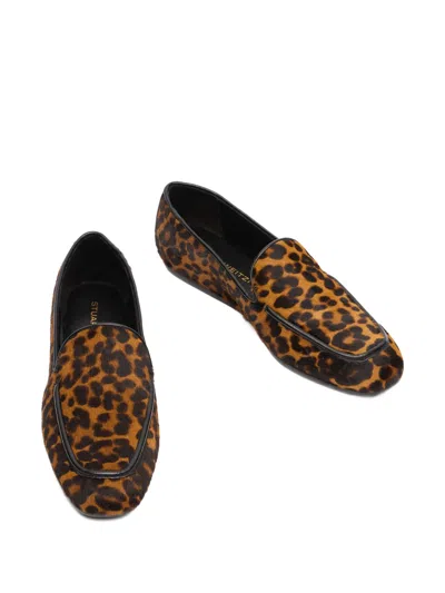 Stuart Weitzman Lee Almond-toe Leopard Loafer In Burgundy