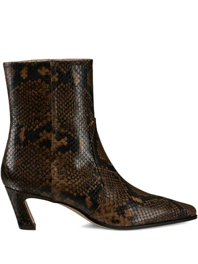 Stuart Weitzman 50mm Stassi Snakeskin-effect Boots In Brown