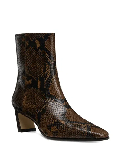 Stuart Weitzman 50mm Stassi Snakeskin-effect Boots In Brown