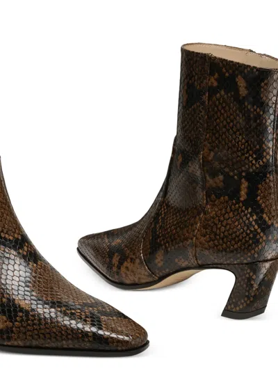 Stuart Weitzman 50mm Stassi Snakeskin-effect Boots In Brown